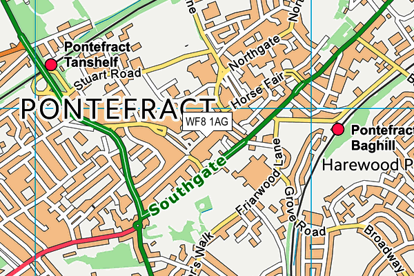 WF8 1AG map - OS VectorMap District (Ordnance Survey)