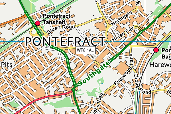 WF8 1AL map - OS VectorMap District (Ordnance Survey)