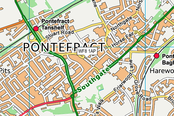 WF8 1AP map - OS VectorMap District (Ordnance Survey)