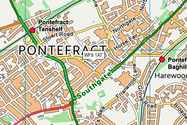 WF8 1AT map - OS VectorMap District (Ordnance Survey)