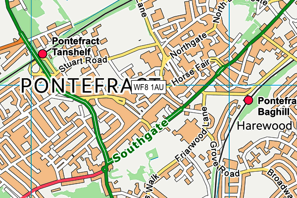 WF8 1AU map - OS VectorMap District (Ordnance Survey)