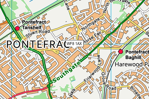 WF8 1AX map - OS VectorMap District (Ordnance Survey)