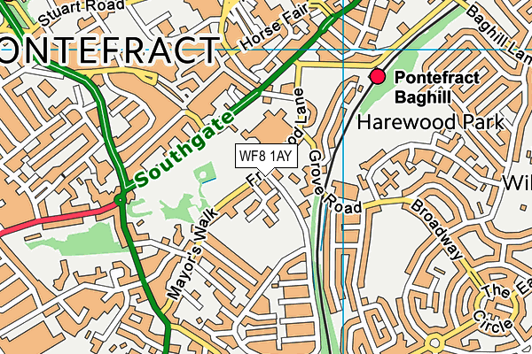 WF8 1AY map - OS VectorMap District (Ordnance Survey)