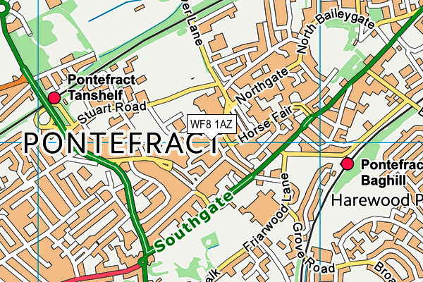 WF8 1AZ map - OS VectorMap District (Ordnance Survey)