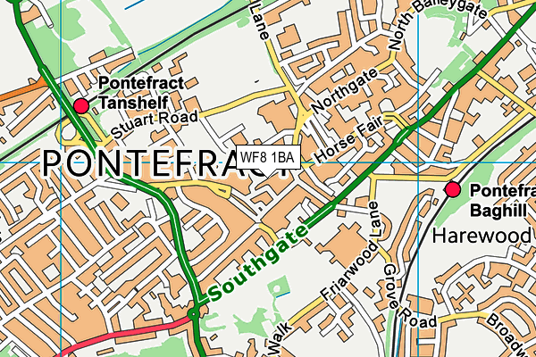 WF8 1BA map - OS VectorMap District (Ordnance Survey)