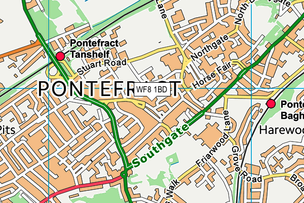 WF8 1BD map - OS VectorMap District (Ordnance Survey)