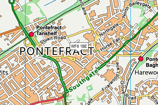 WF8 1BE map - OS VectorMap District (Ordnance Survey)