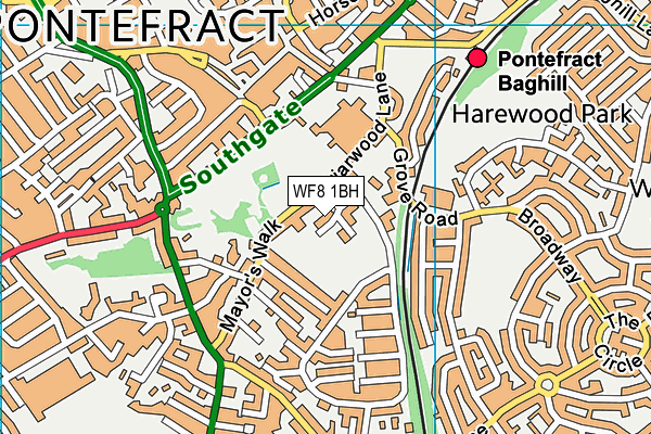 WF8 1BH map - OS VectorMap District (Ordnance Survey)