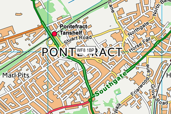 WF8 1BP map - OS VectorMap District (Ordnance Survey)