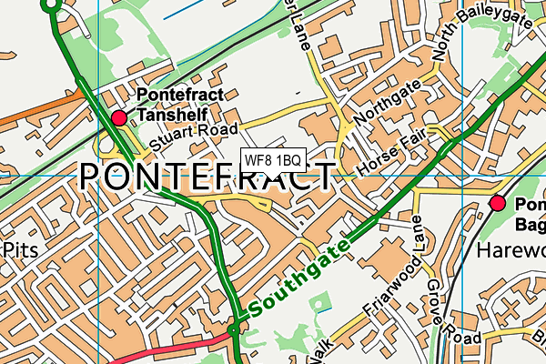 WF8 1BQ map - OS VectorMap District (Ordnance Survey)