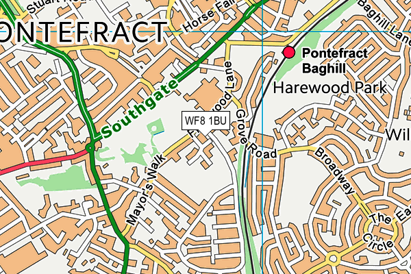 WF8 1BU map - OS VectorMap District (Ordnance Survey)