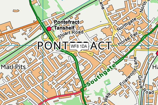 WF8 1DA map - OS VectorMap District (Ordnance Survey)