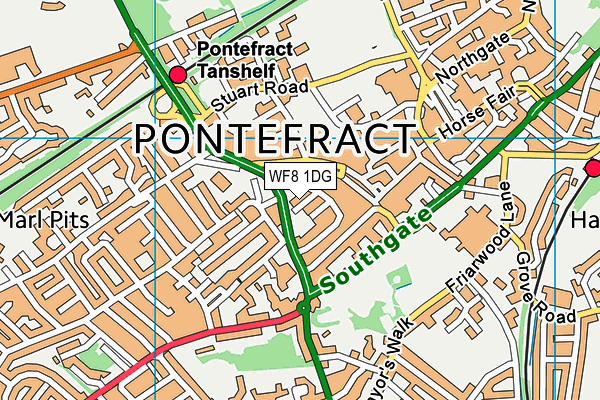 WF8 1DG map - OS VectorMap District (Ordnance Survey)