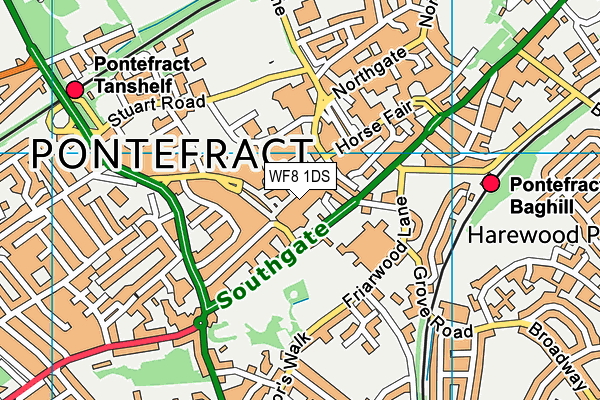 WF8 1DS map - OS VectorMap District (Ordnance Survey)