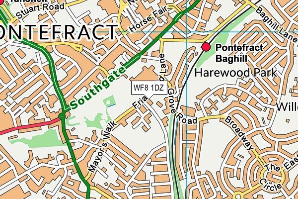 WF8 1DZ map - OS VectorMap District (Ordnance Survey)