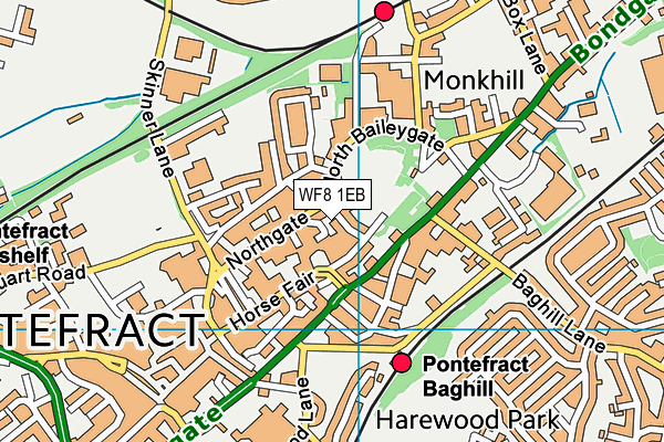 WF8 1EB map - OS VectorMap District (Ordnance Survey)