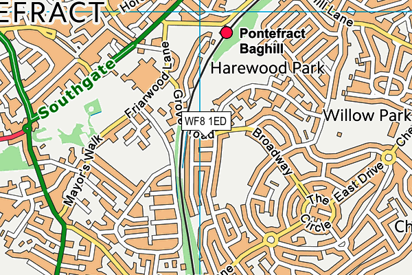 WF8 1ED map - OS VectorMap District (Ordnance Survey)