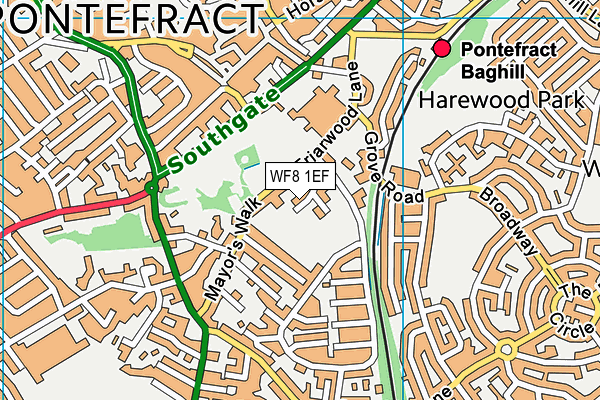 WF8 1EF map - OS VectorMap District (Ordnance Survey)