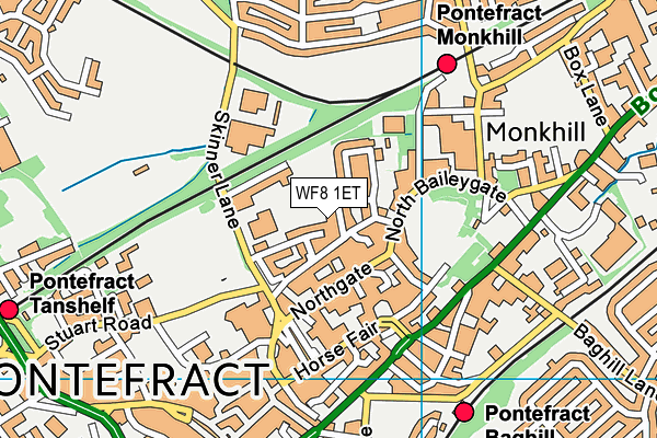 WF8 1ET map - OS VectorMap District (Ordnance Survey)