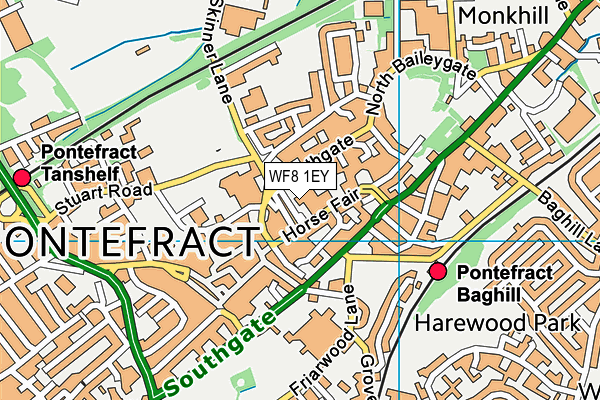 WF8 1EY map - OS VectorMap District (Ordnance Survey)