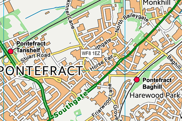 WF8 1EZ map - OS VectorMap District (Ordnance Survey)