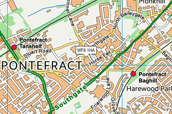 WF8 1HA map - OS VectorMap District (Ordnance Survey)