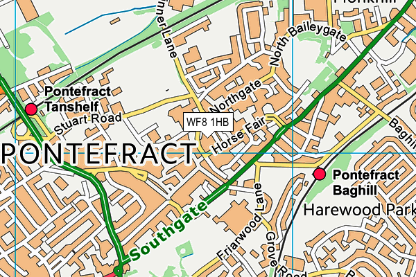 WF8 1HB map - OS VectorMap District (Ordnance Survey)