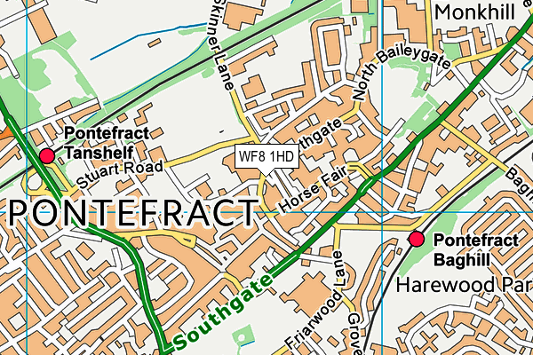 WF8 1HD map - OS VectorMap District (Ordnance Survey)