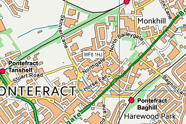 WF8 1HJ map - OS VectorMap District (Ordnance Survey)