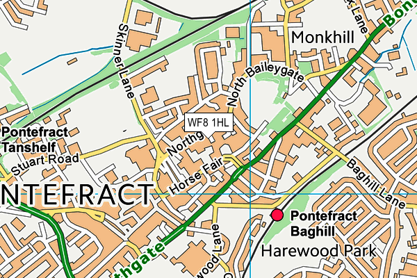 WF8 1HL map - OS VectorMap District (Ordnance Survey)