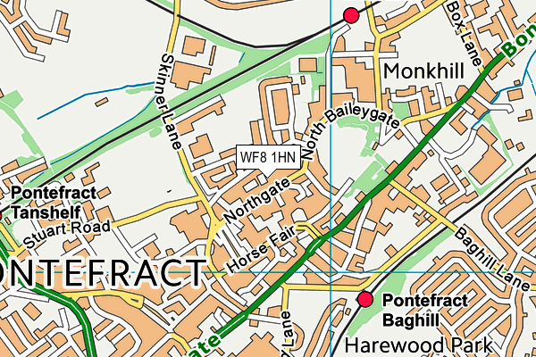 WF8 1HN map - OS VectorMap District (Ordnance Survey)