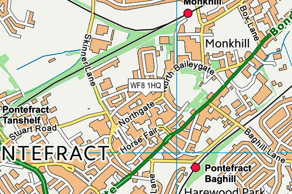 WF8 1HQ map - OS VectorMap District (Ordnance Survey)