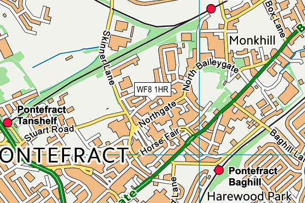 WF8 1HR map - OS VectorMap District (Ordnance Survey)