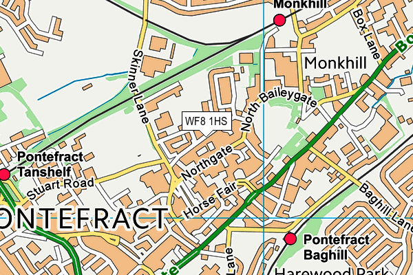 WF8 1HS map - OS VectorMap District (Ordnance Survey)