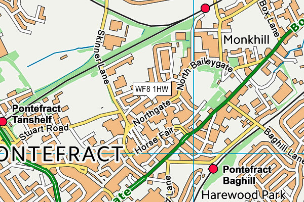 WF8 1HW map - OS VectorMap District (Ordnance Survey)