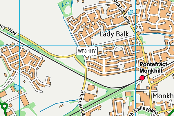 WF8 1HY map - OS VectorMap District (Ordnance Survey)