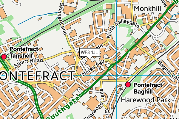 WF8 1JL map - OS VectorMap District (Ordnance Survey)