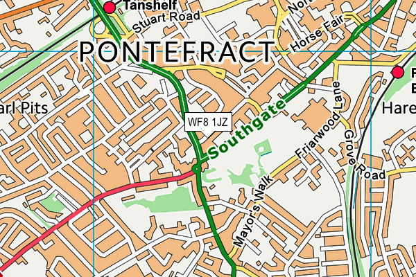 WF8 1JZ map - OS VectorMap District (Ordnance Survey)