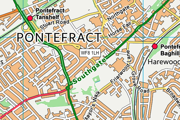 WF8 1LH map - OS VectorMap District (Ordnance Survey)