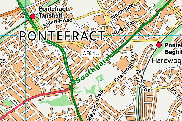 WF8 1LJ map - OS VectorMap District (Ordnance Survey)