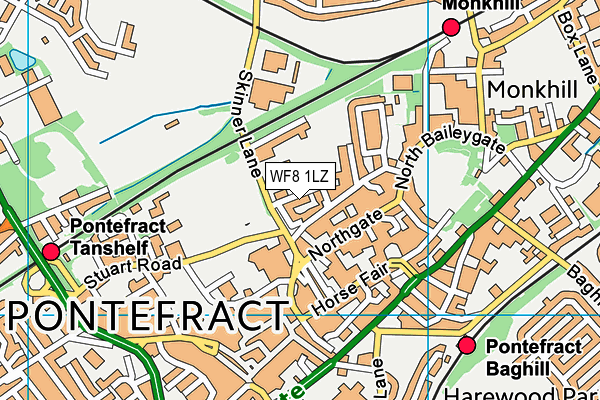 WF8 1LZ map - OS VectorMap District (Ordnance Survey)