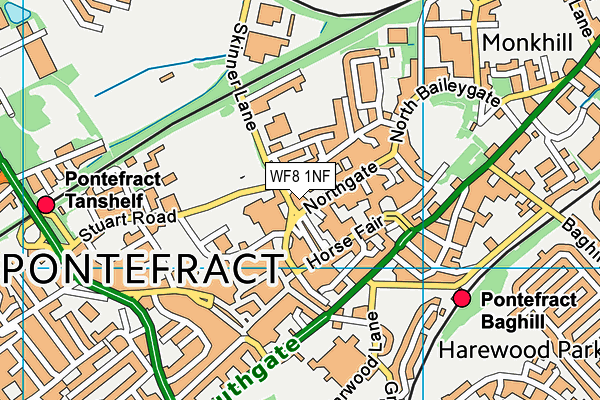 WF8 1NF map - OS VectorMap District (Ordnance Survey)