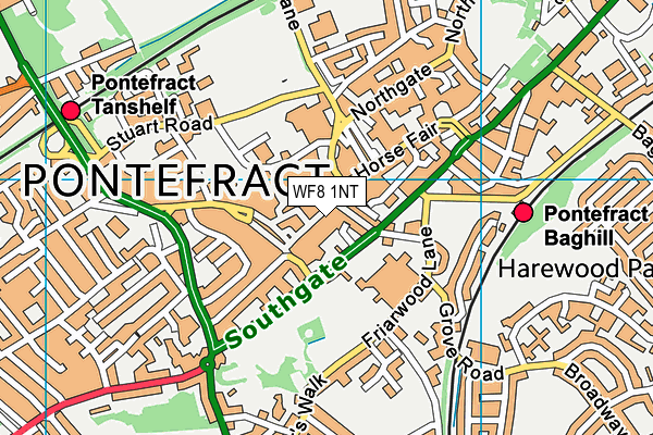 WF8 1NT map - OS VectorMap District (Ordnance Survey)