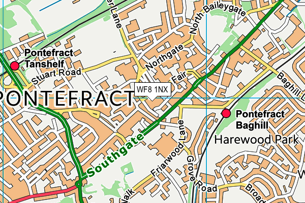 WF8 1NX map - OS VectorMap District (Ordnance Survey)