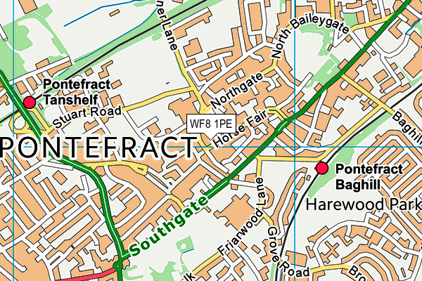 WF8 1PE map - OS VectorMap District (Ordnance Survey)