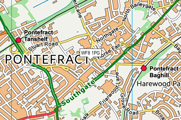 WF8 1PG map - OS VectorMap District (Ordnance Survey)