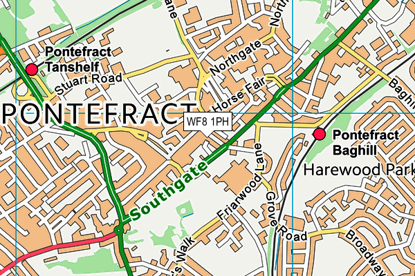 WF8 1PH map - OS VectorMap District (Ordnance Survey)