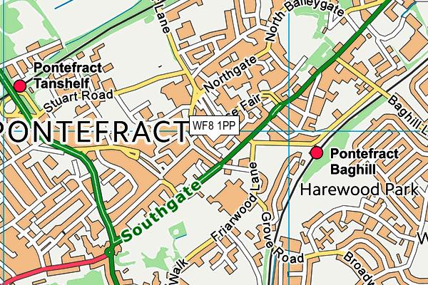 WF8 1PP map - OS VectorMap District (Ordnance Survey)