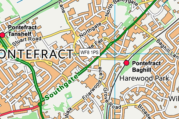 WF8 1PS map - OS VectorMap District (Ordnance Survey)