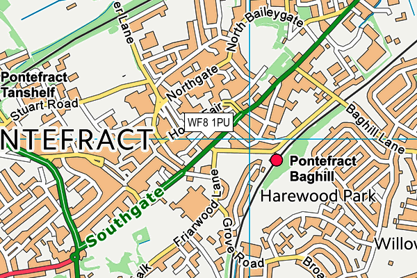 WF8 1PU map - OS VectorMap District (Ordnance Survey)